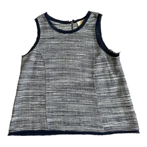 Vanessa Virginia by Anthropologie Navy and White Crew Neck Tank Top, Size M - Picture 4 of 6